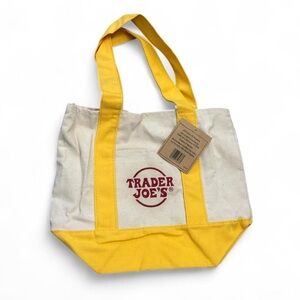 Trader Joe's Canvas Tote Bag in Yellow and Natural